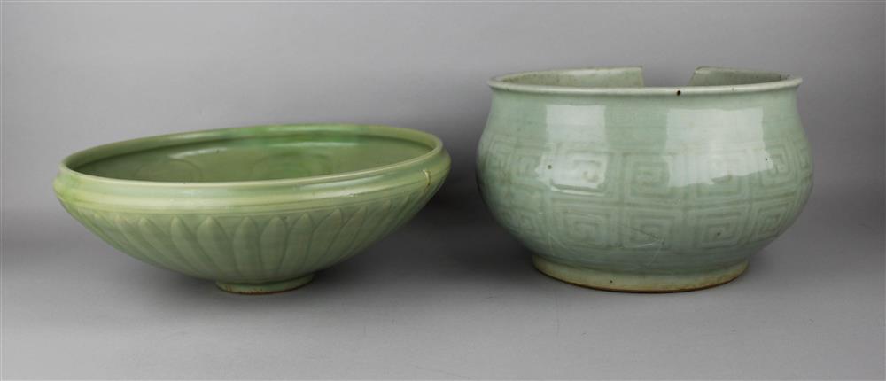 Appraisal: A CHINESE AND SOUTHEAST ASIAN CELADON-GLAZED BOWL the first a