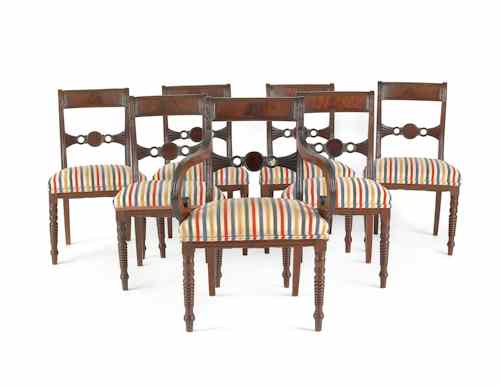 Appraisal: Set of seven Regency mahogany dining chairs ca