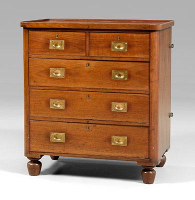 Appraisal: Mahogany campaign chest top with molded gallery five finely dovetailed