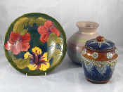 Appraisal: Ceramics A Moorcroft bowl with Hibiscus pattern on a dark