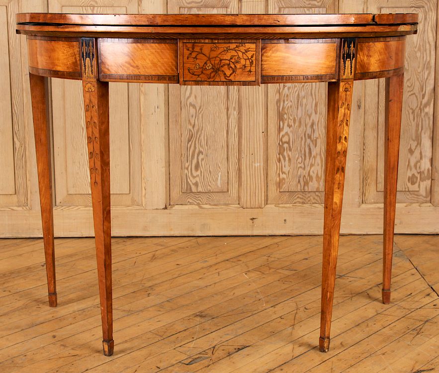 Appraisal: TH C ENGLISH HEPPLEWHITE INLAID GAMES TABLE A nineteenth century