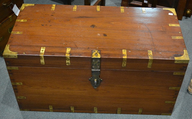 Appraisal: A hardwood campaign type trunkwith brass mounts cm