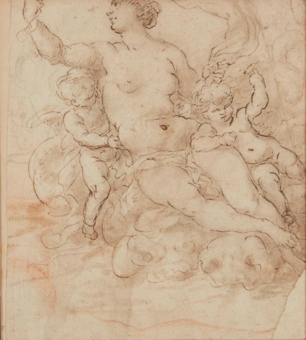 Appraisal: Attributed to Bernardo Strozzi - Italian Galatea with putti Pen