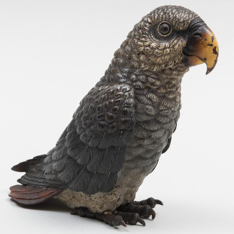 Appraisal: Austrian Geschutzt Cold Painted Bronze Model of a Parrot Stamped