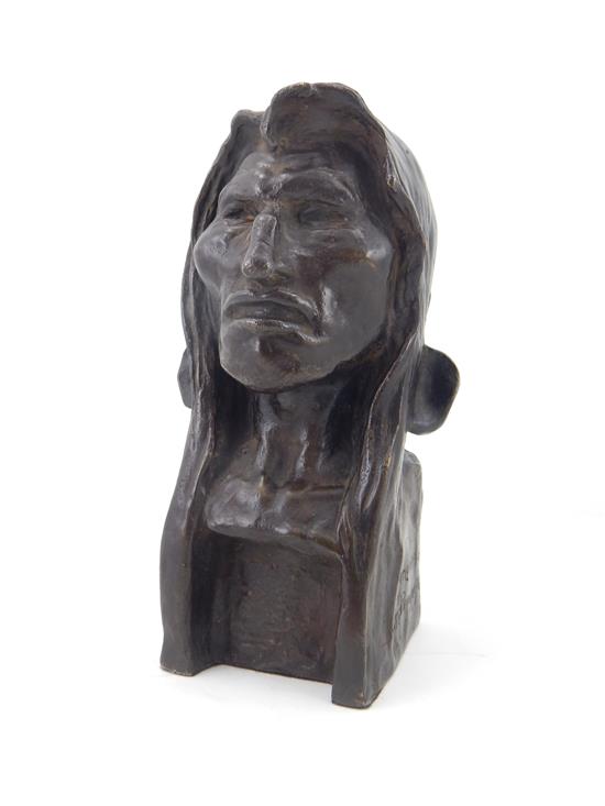 Appraisal: After Frederic Sackrider Remington American - The Savage bronze bust