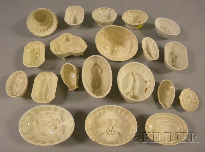 Appraisal: Twenty English Creamware Culinary Molds various shapes subjects include tulip