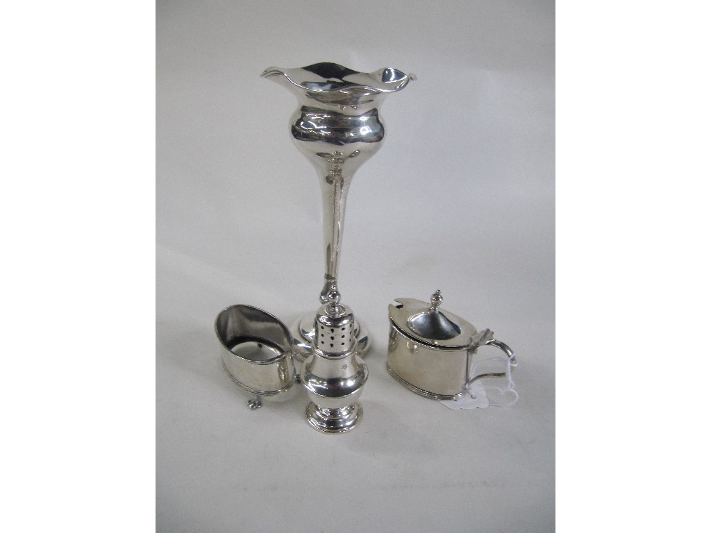 Appraisal: Lot comprising cased three piece silver condiment set and a