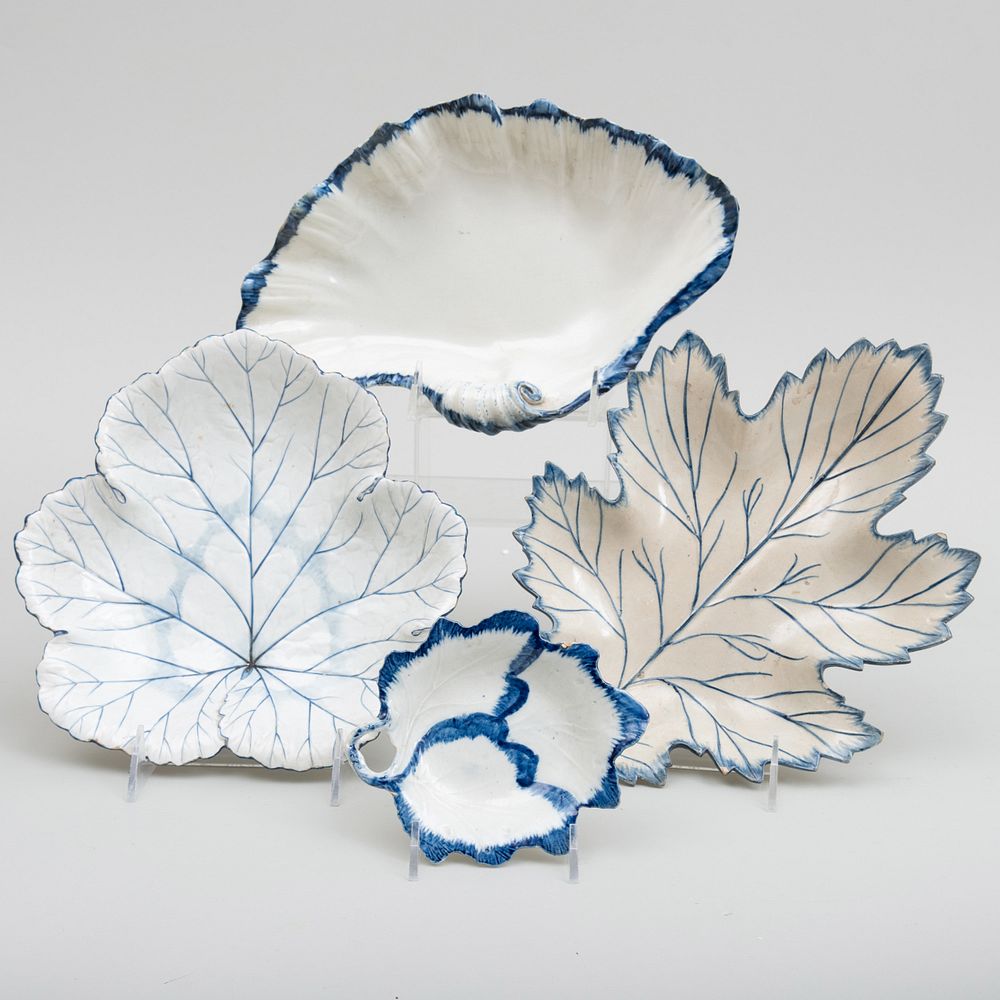 Appraisal: Four Wedgwood and Creamware Dishes Comprising A Wedgwood shell shaped