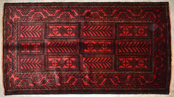 Appraisal: TURKOMAN Tribal weave Tribal design of symmetrical geometric panels Geometric