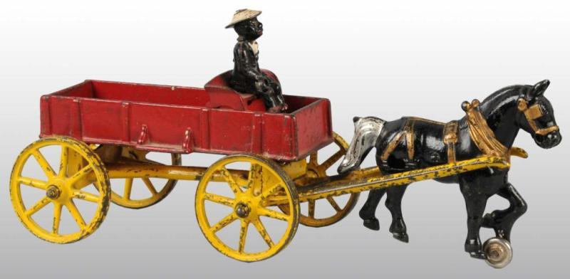 Appraisal: Cast Iron Kenton Horse-Drawn Farm Wagon Toy Description Pulled by