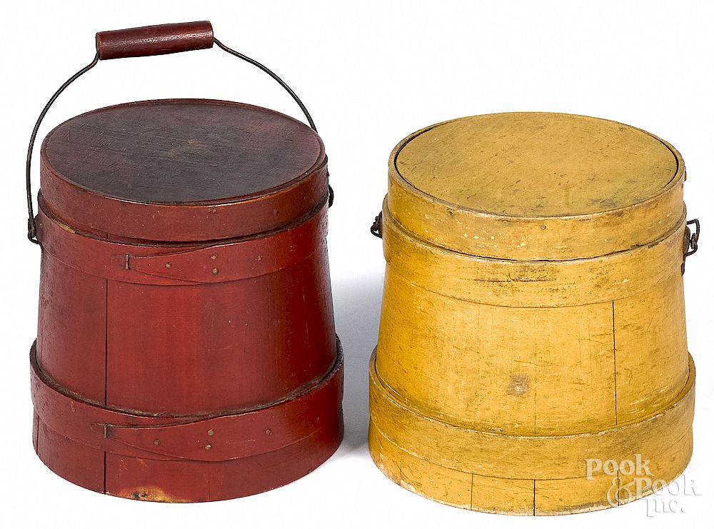 Appraisal: Two small painted firkins Two small painted firkins th c