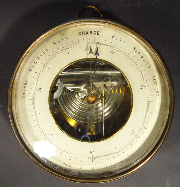 Appraisal: Holosteric barometer with paper dial factory mark to the reverse