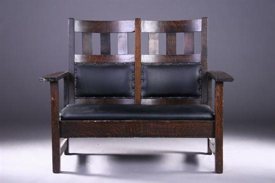 Appraisal: L AND J G STICKLEY MISSION OAK AND LEATHER UPHOLSTERED