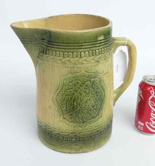 Appraisal: th c stoneware pitcher with green glaze '' Ht Grape