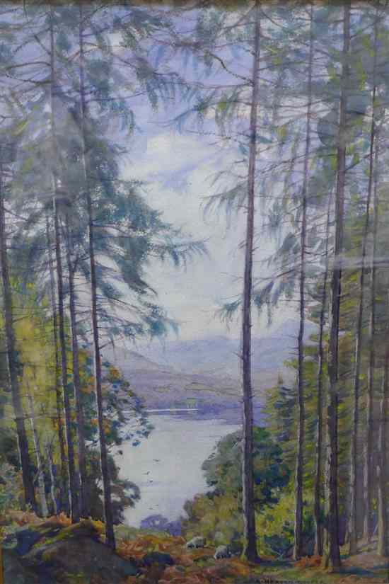 Appraisal: Alfred Heaton Cooper - watercolour Lake view through trees signed