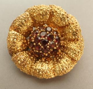 Appraisal: K Art Deco Gold and Ruby Pin Floral Design K