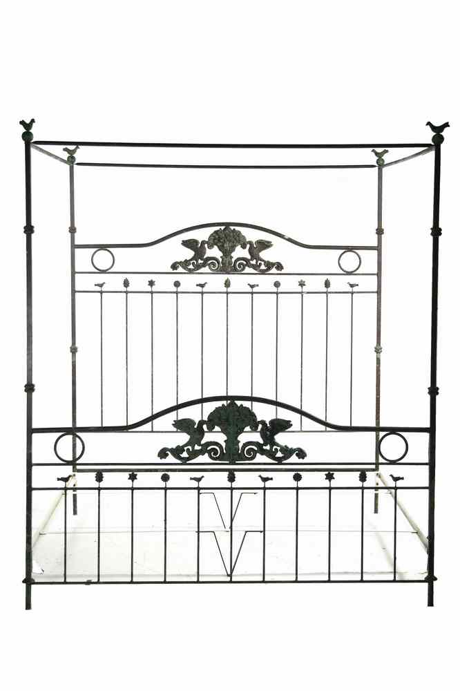 Appraisal: BED - Contemporary king size wrought iron canopy bed High