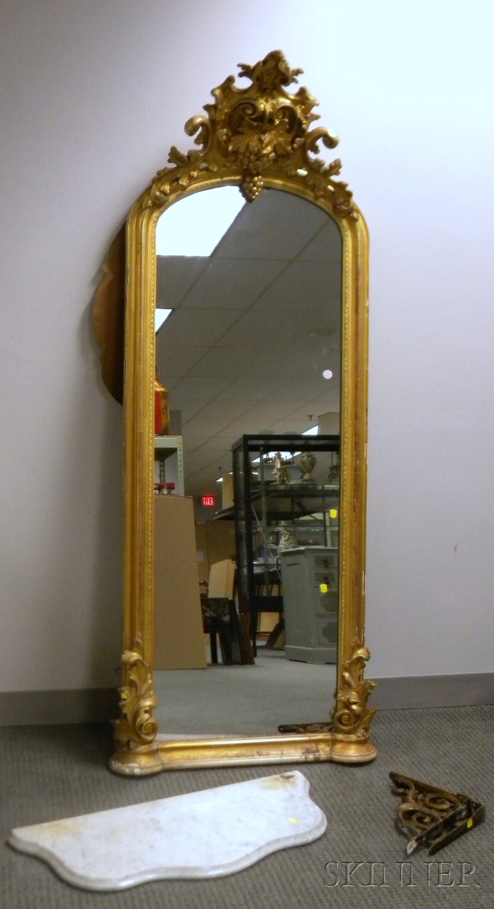 Appraisal: Victorian Rococo Revival Giltwood and Gesso Pier Mirror with White