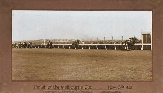 Appraisal: PHOTOGRAPH OF THE FINISH OF THE MELBOURNE CUP WON BY