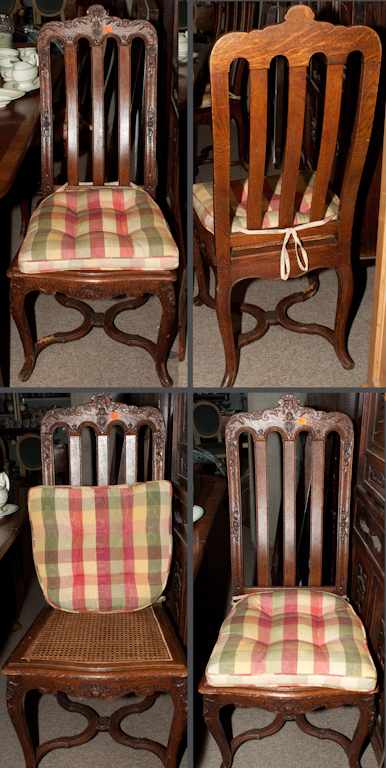 Appraisal: Set of four Louis XV style carved oak cane-seat dining