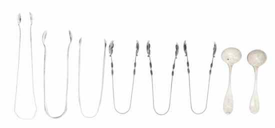 Appraisal: Five Pairs of American Silver Sugar Tongs comprising a coin