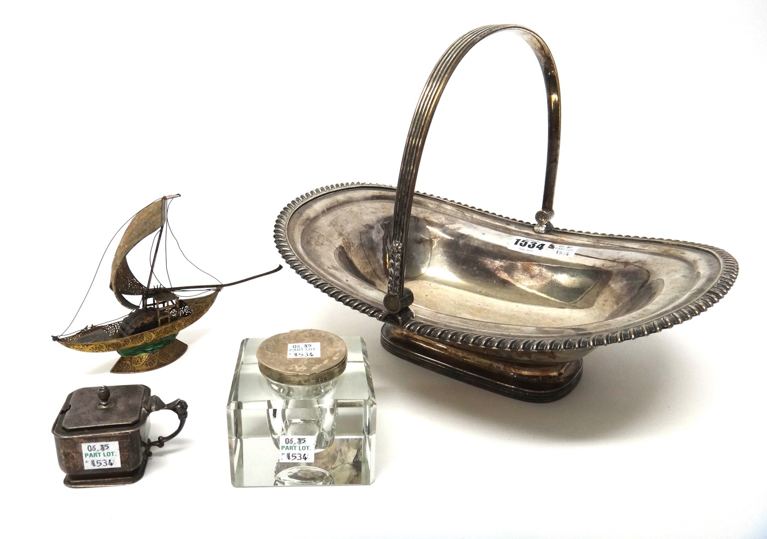 Appraisal: A Sheffield plated curved rectangular bread or cake basket with