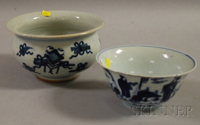 Appraisal: Two Blue and White Bowls China a bowl with the