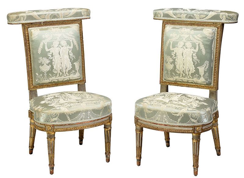 Appraisal: Pair Louis XVI Carved and Painted Voyeuses French late th