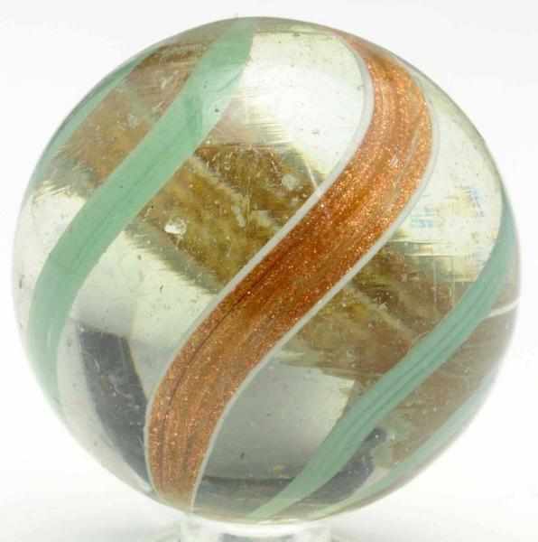 Appraisal: Large Banded Lutz Marble Clear base lutz marble with green