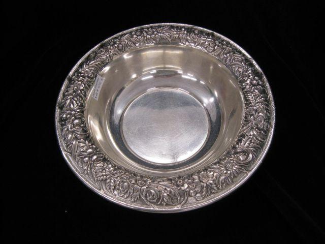 Appraisal: S Kirk Son Repousse Sterling Silver Bowl diameter deep fold-over