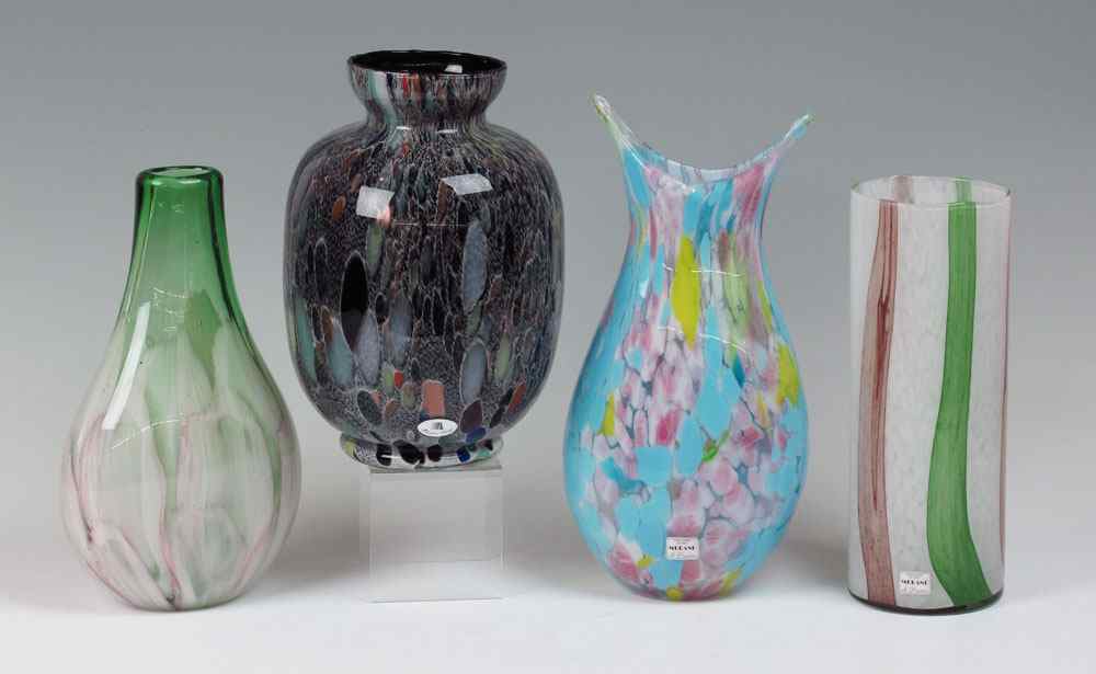 Appraisal: MURANO ART GLASS VASES S Puccini '' tall Cristalleria foil