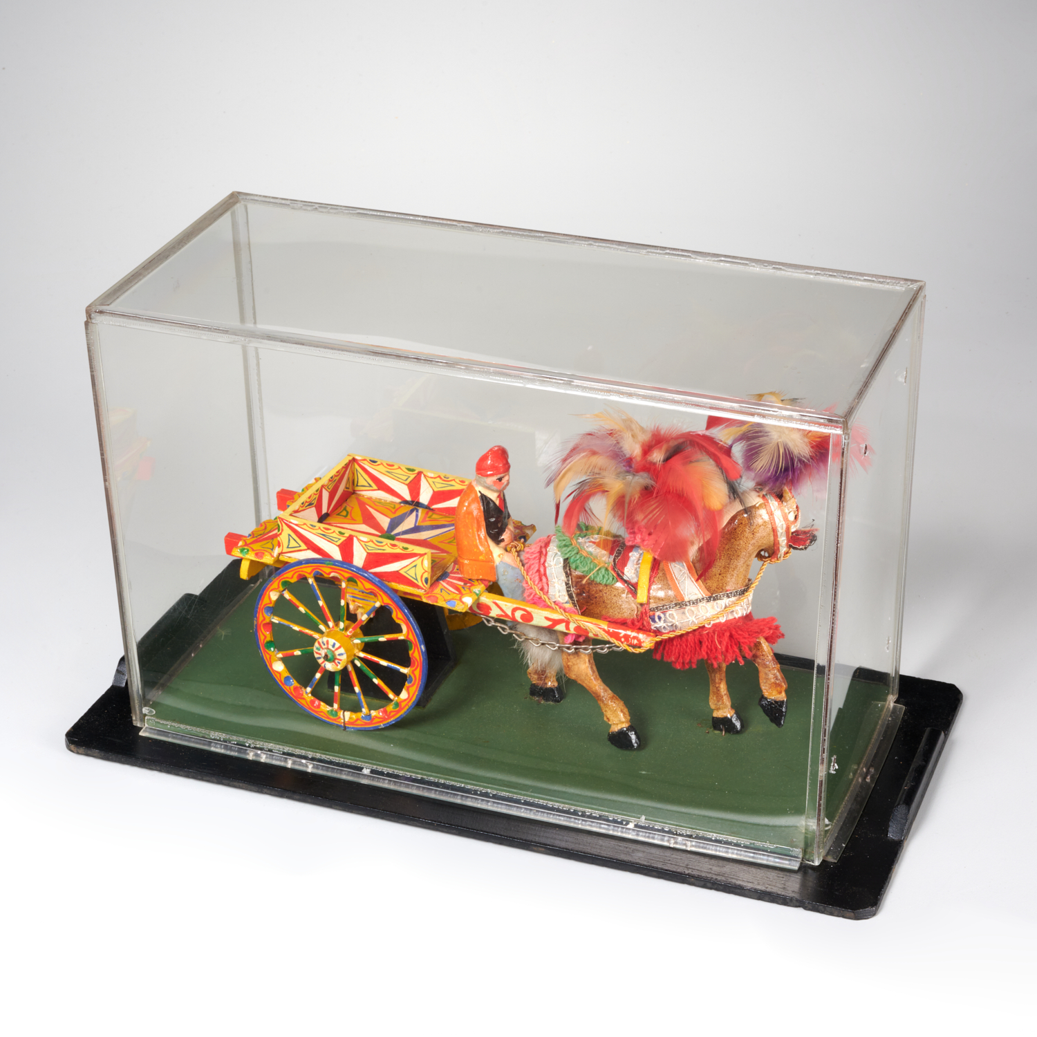 Appraisal: SICILIAN FOLK ART CART AND HORSE MODEL EX-MUSEUM th c