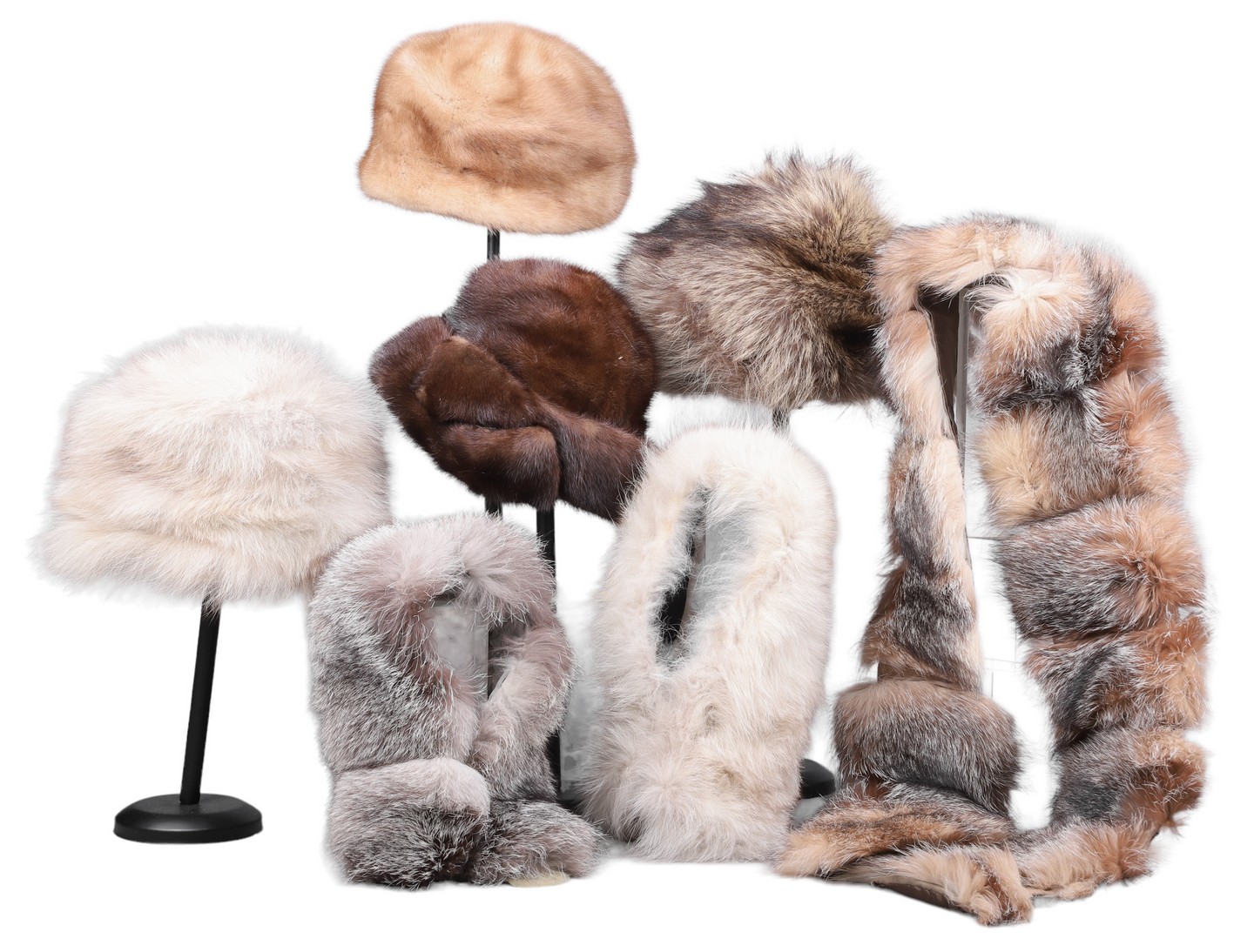 Appraisal: Vintage fur hats and collars to include mink hat grey