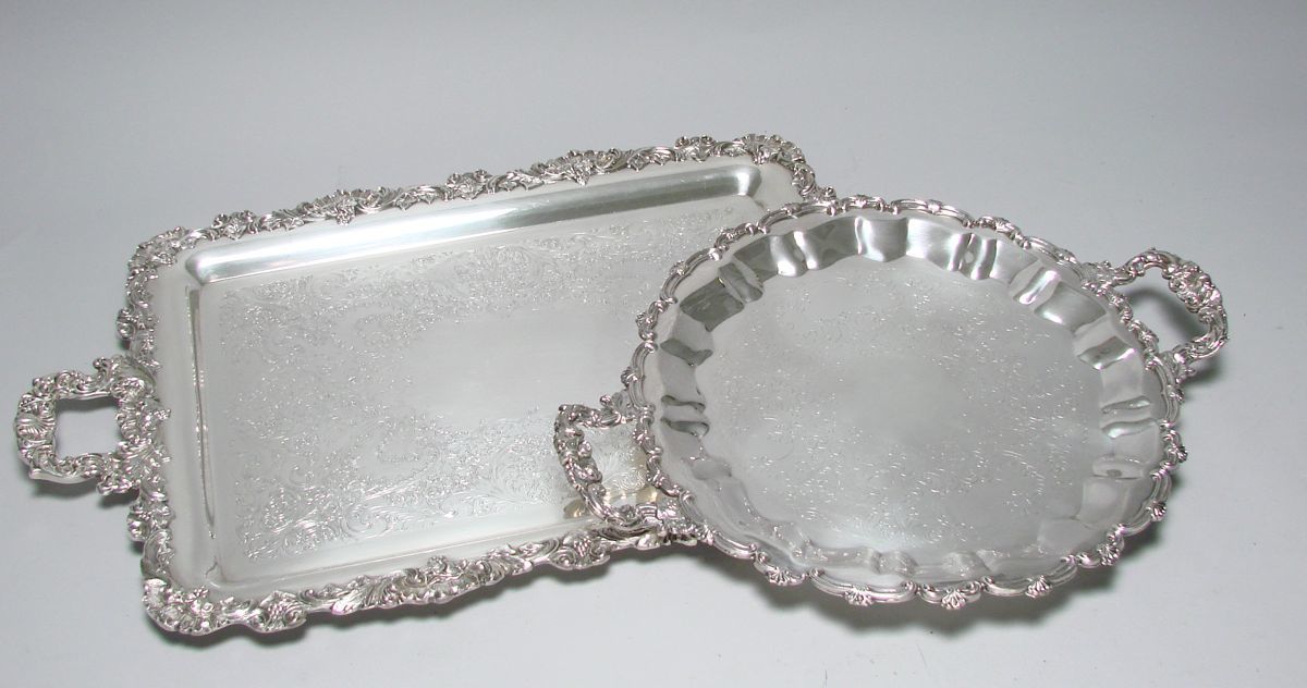 Appraisal: ORNATE TWO-HANDLED SILVER PLATED WAITER By Wilcox Silver Co Applied