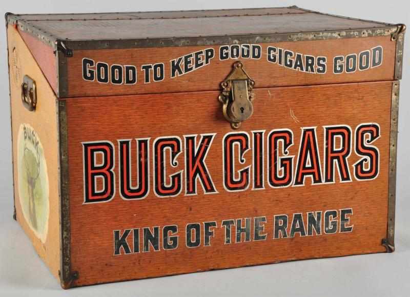 Appraisal: Tin Buck Cigars Bin Description Beautiful condition with nice image