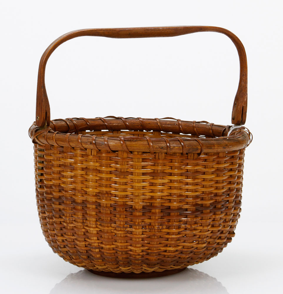 Appraisal: - Nantucket Basket Nantucket basket with splint handle signed Made