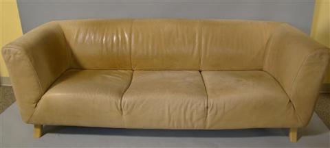 Appraisal: MODERN NUBUCK LEATHER COUCH WITH TWO PILLOWS h w d