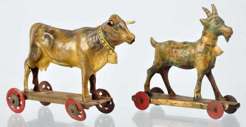 Appraisal: Lot of Tin Litho Animal on Platform Penny Toys German