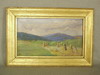 Appraisal: OOP - Impressionist Landscape with Mountains and Corn Stacks initialed