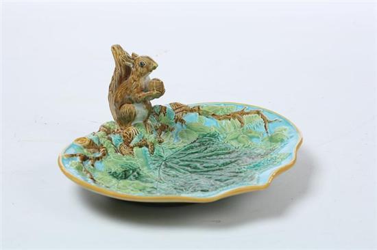 Appraisal: MAJOLICA FIGURAL DISH English nd half- th century Leaf dish