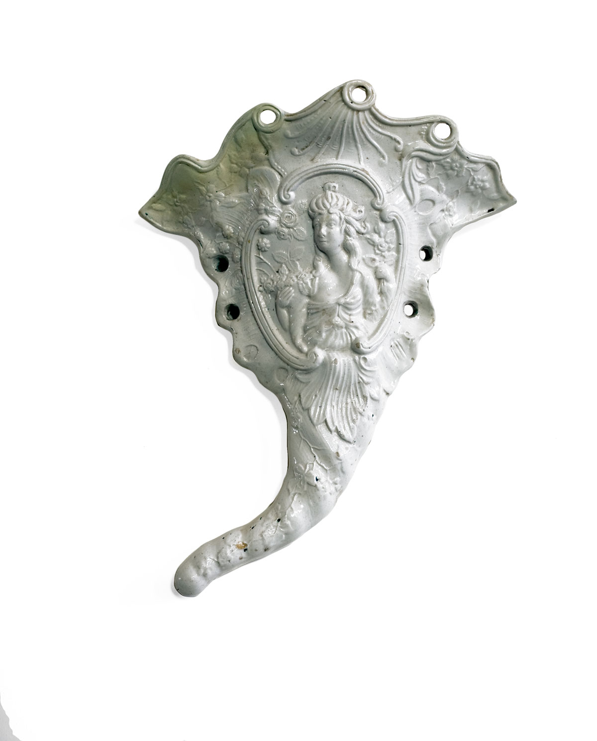 Appraisal: STAFFORDSHIRE SALTGLAZE WALL POCKET CIRCA Of spirally writhen cornucopia shape