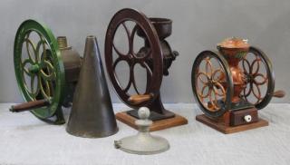 Appraisal: Lot of Antique Coffee Grinders Including green with cone w