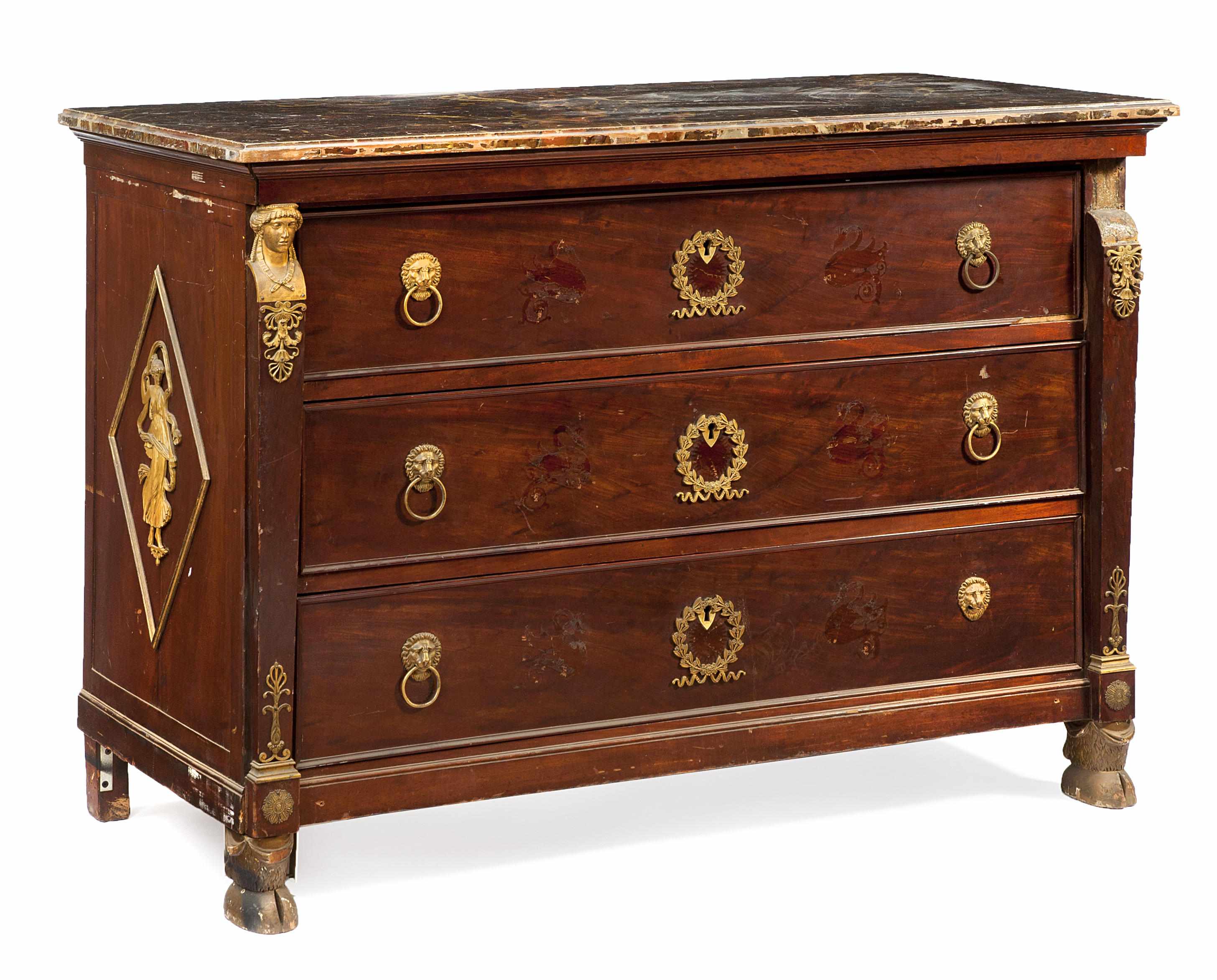 Appraisal: An Empire style gilt bronze mounted mahogany commode second half