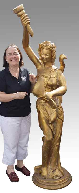 Appraisal: LIFE SIZE CARVED GILT WOOD STATUE OF GREEK MUSE Figural