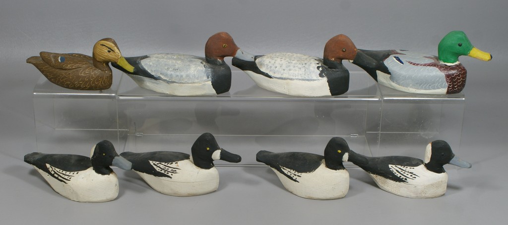 Appraisal: miniature duck decoys by Miles Hancock Chincoteague VA butterball ducks