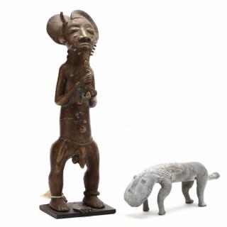 Appraisal: Ivory Coast Two Baule Cast Figural Sculptures the first a