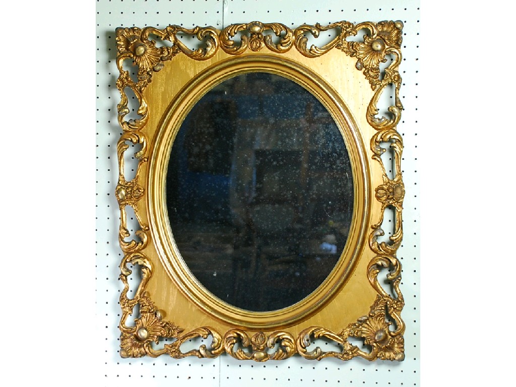 Appraisal: TWENTIETH CENTURY GILT WOOD AND GESSO FRAMED WALL MIRROR the