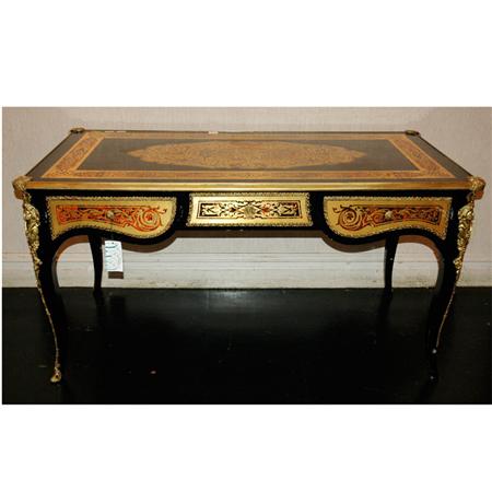 Appraisal: Louis XV Style Gilt-Metal Mounted and Inlaid Ebonized Bureau Plat