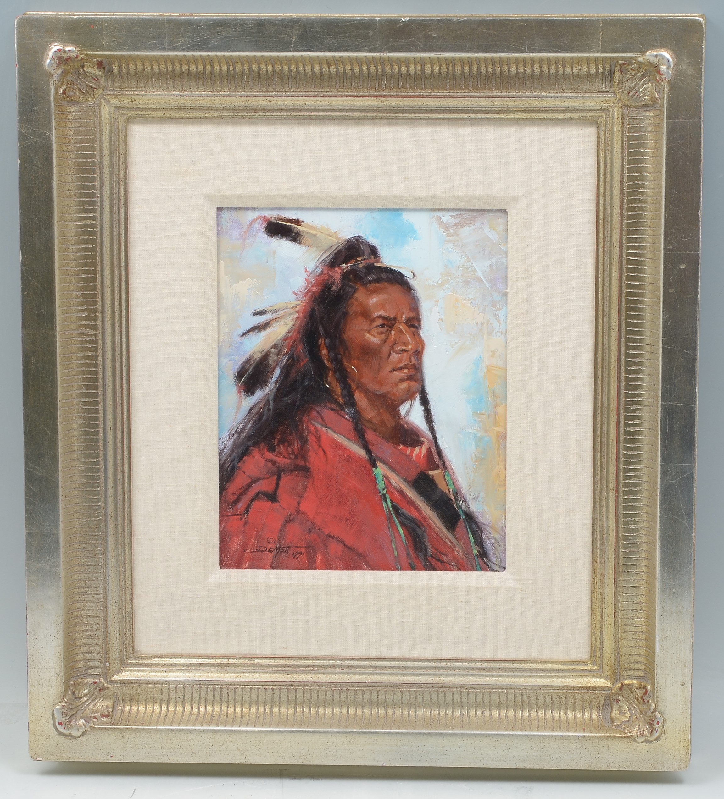 Appraisal: DEMOTT John - Portrait of an Indian Chief Oil Canvas