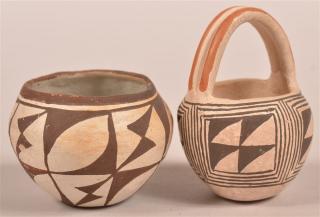 Appraisal: Two Vintage Acoma Type Pueblo Pots and - diam